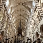 tall arched ceiling inside of a cathedral