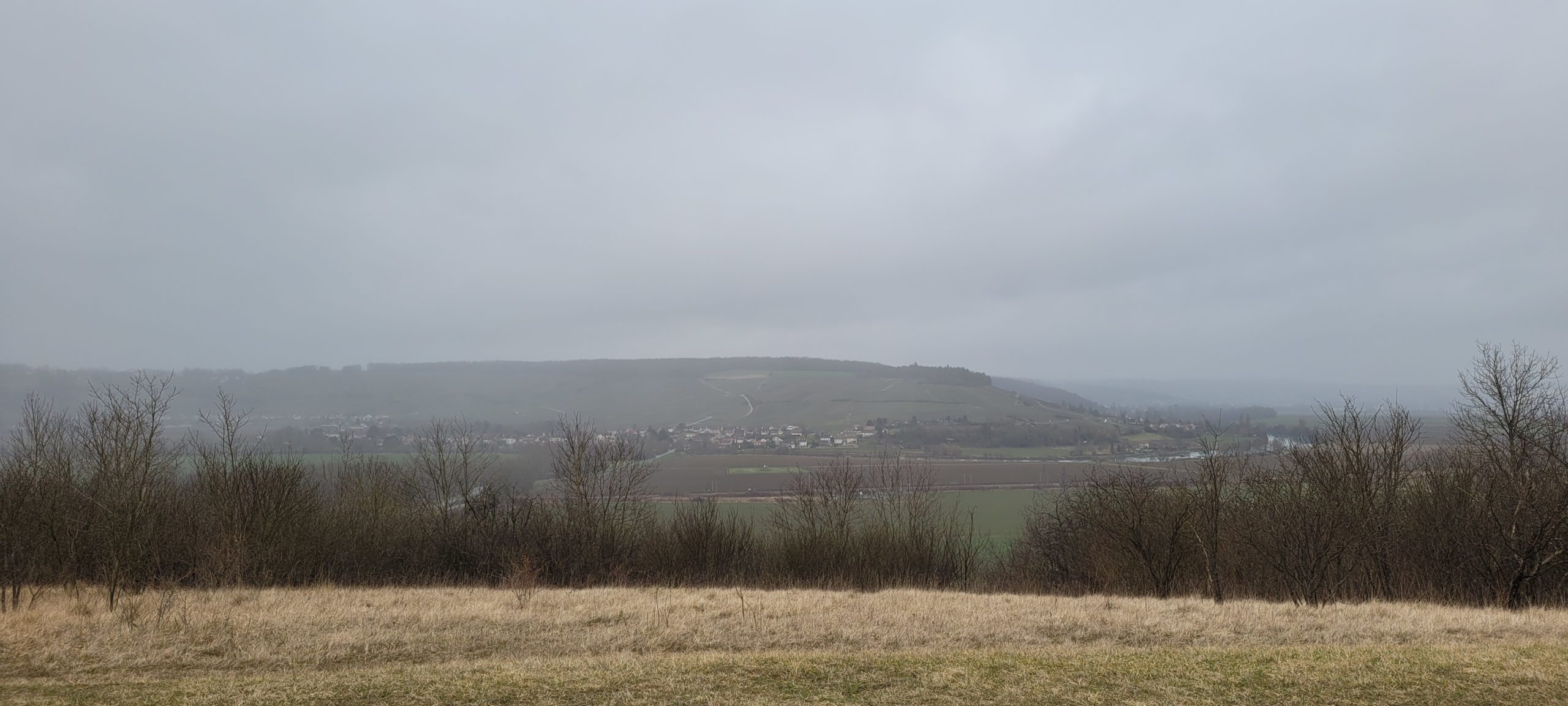 a grey landscape of the French countryside