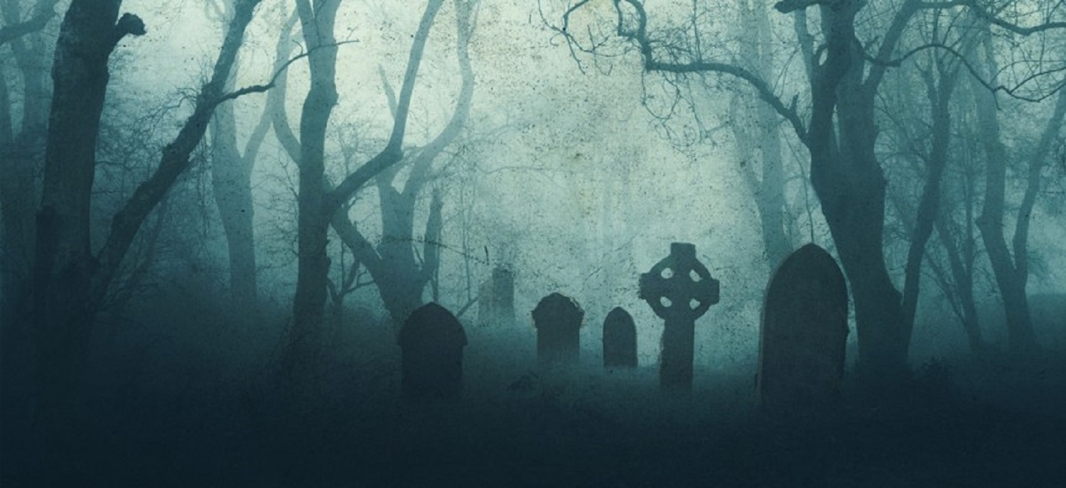 foggy cemetery